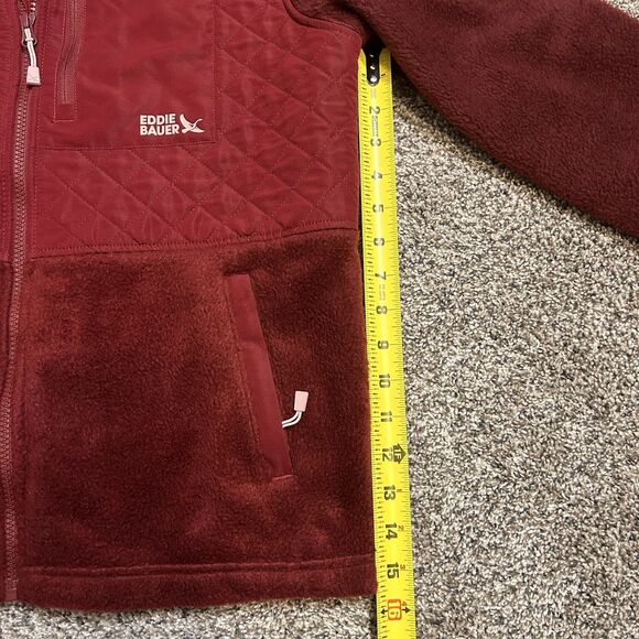 Eddie Bauer Women's Medium Red Jacket Quilted Full-Zip Fleece - Picture 9 of 13